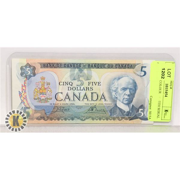 1979 MULTICOLOUR $5 WITH SERIAL # ON BACK
