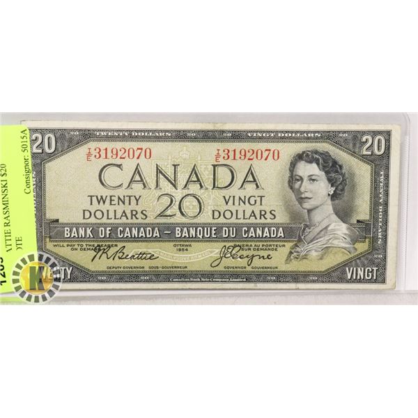 1954 BEATTIE RASMINSKI $20 BANKNOTE