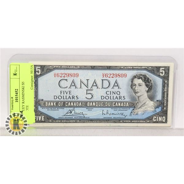 1954 BOUEY RASMINSKI $5 BANKNOTE