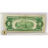 Image 2 : 1928 RED SEAL USA $2 BANKNOTE. GOOD CONDITION