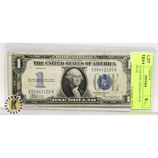1934 USA SILVER CERTIFICATE $1 BANKNOTE