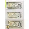 Image 1 : LOT OF 3 MIXED 1973 CANADIAN $1 NOTES MIXED