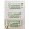 Image 2 : LOT OF 3 MIXED 1973 CANADIAN $1 NOTES MIXED