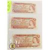 Image 1 : LOT OF 3- 1974 CANADIAN $2 BANKNOTES MIXED