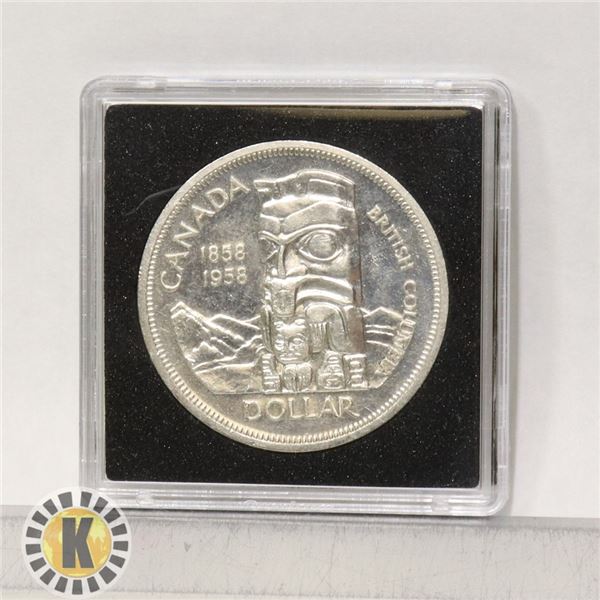 1958 BRITISH COLUMBIA SILVER CANADIAN $1