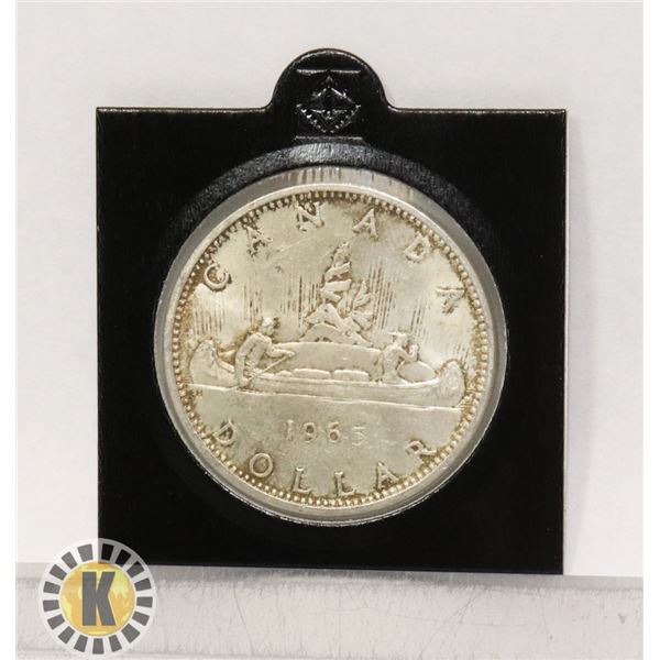 1965 SMALL BEADS POINTED 5 CANADIAN SILVER $1