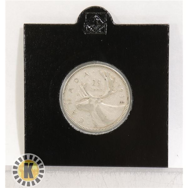 1938 GEORGE VI SILVER CANADIAN 25 CENT