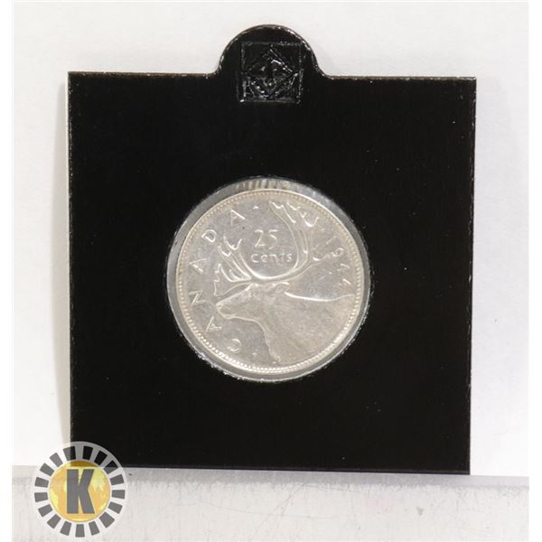 1944 CANADIAN SILVER 25 CENT HIGH GRADE
