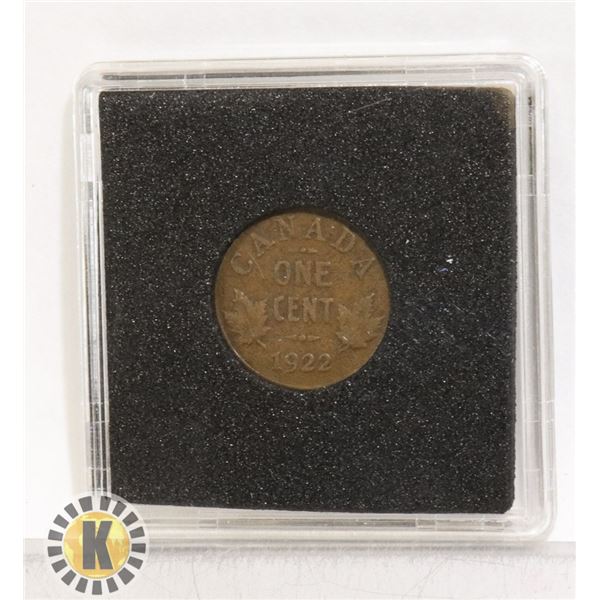 1922 RARE KEY DATE CANADIAN 1 CENT COIN