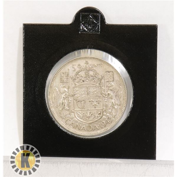 1943 HIGH GRADE CANADIAN SILVER 50 CENT COIN