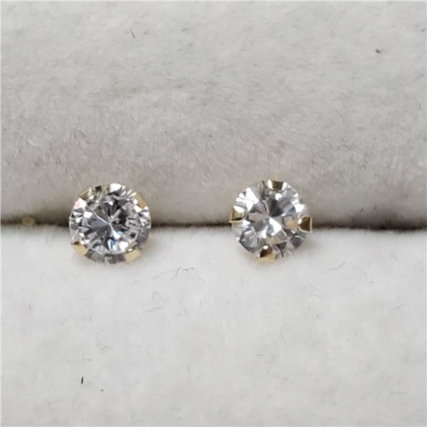 14K YELLOW GOLD CUBIC ZIRCONIA  EARRINGS