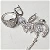 Image 1 : SILVER CUBIC ZIRCONIA EARRING, RING
