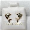 Image 1 : 14K YELLOW GOLD DOLPHIN SHAPED EARRINGS