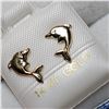 Image 3 : 14K YELLOW GOLD DOLPHIN SHAPED EARRINGS