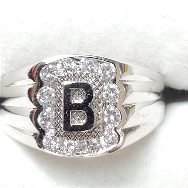 SILVER CUBIC ZIRCONIA RING (~SIZE 10)