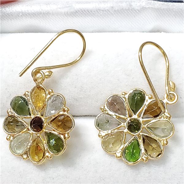 SILVER CITRINE,EMERALD, BLUE TOPAZ GOLD PLATED