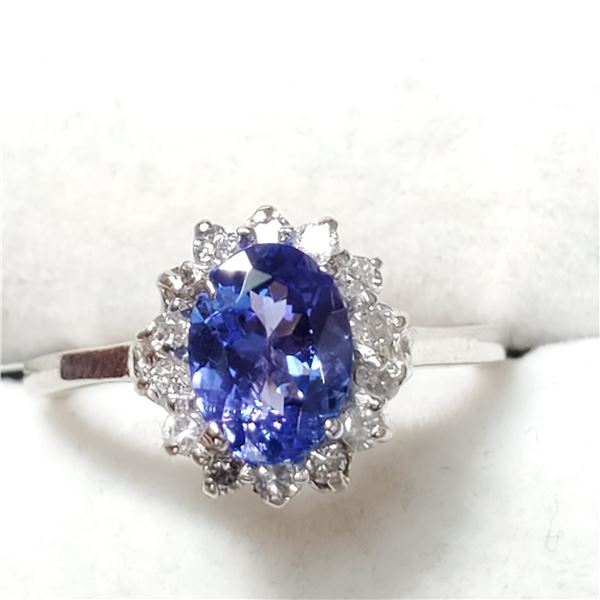 10K WHITE GOLD TANZANITE(1.22CT) DIAMOND