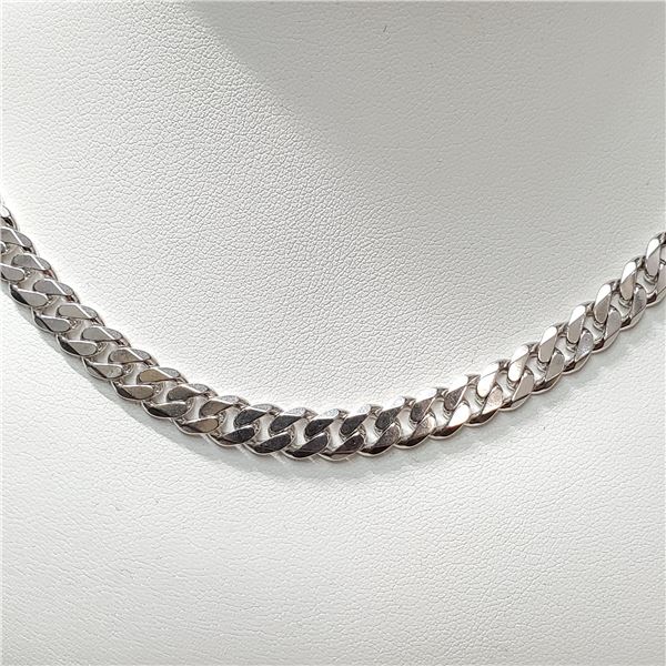 SILVER CUBAN CHAIN NECKLACE (~LENGTH 18INCHES)