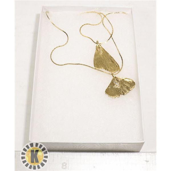 SET OF 2- 24K GOLD DIPPED FISH FINS ON CHAINS