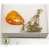 Image 1 : 1.5'' AMBER STYLE PENDANT ON 48'' CHAIN