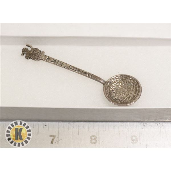 .925  SILVER MEXICO SPOON AZTEC CALENDAR