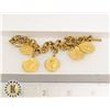 Image 1 : GOLD GILT CHARM BRACELET WITH COINS