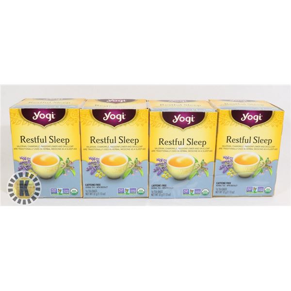4 BOXES OF YOGI RESTFUL SLEEP CAFFEINE FREE TEA