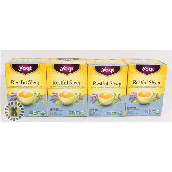 4 BOXES OF YOGI RESTFUL SLEEP CAFFEINE FREE TEA