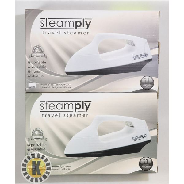 2 NEW WHITE STEAMPLY TRAVEL STEAMERS
