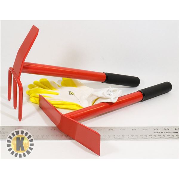 FLAT OF HEAVY DUTY GARDENING TOOLS WITH ACCESSORIES