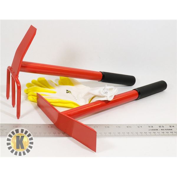 FLAT OF HEAVY DUTY GARDENING TOOLS WITH ACCESSORIES