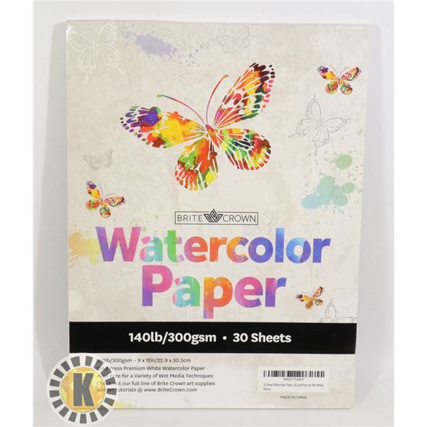 30 PACK OF BRITE CROWN WATERCOLOR PAPER