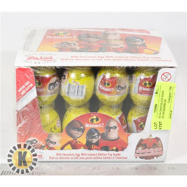 CASE WITH 24 CHOCOLATE EGGS WITH PRIZE INCREDIBLES