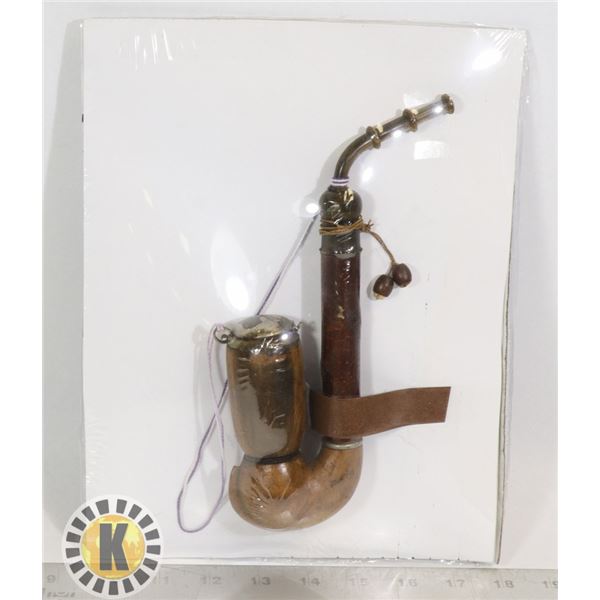 100 YR OLD PIPE, CARVED FROM WOOD & A BRANCH