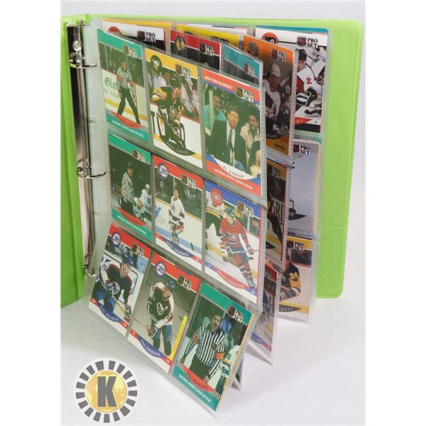 BINDER OF HOCKEY CARDS INCLUDING REF CARDS,