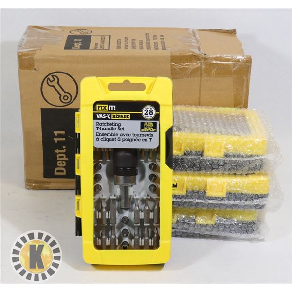 LOT OF 4 28 PIECE T-HANDLE SCREWDRIVER SET