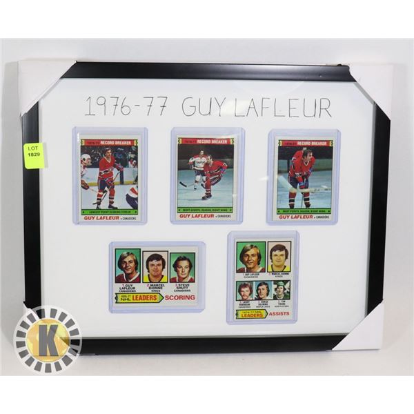 GUY LAFLEUR 5 FRAMED HOCKEY CARD SET