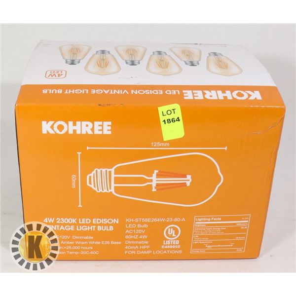 KOHREE 6 PACK OF LED EDISON LIGHT BULBS