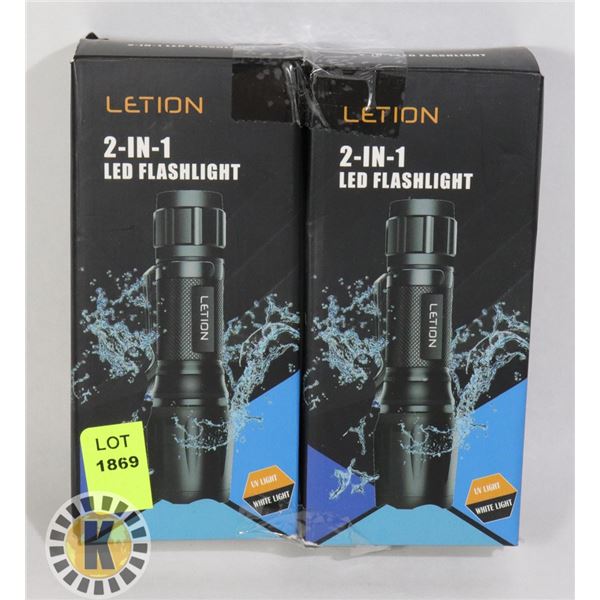 TWO LETION 2 IN 1 LED UV FLASHLIGHTS