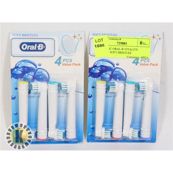 8 GENERIC ORAL-B VITALITY REFILLS, SOFT BRISTLES