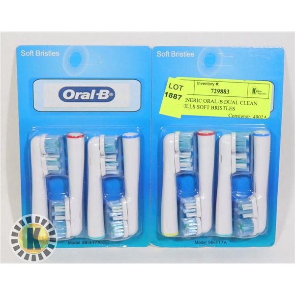 8 GENERIC ORAL-B DUAL CLEAN REFILLS SOFT BRISTLES