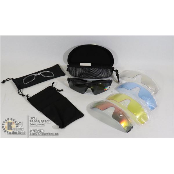SPORTS SUNGLASSES WITH EXTRA LENSES AND