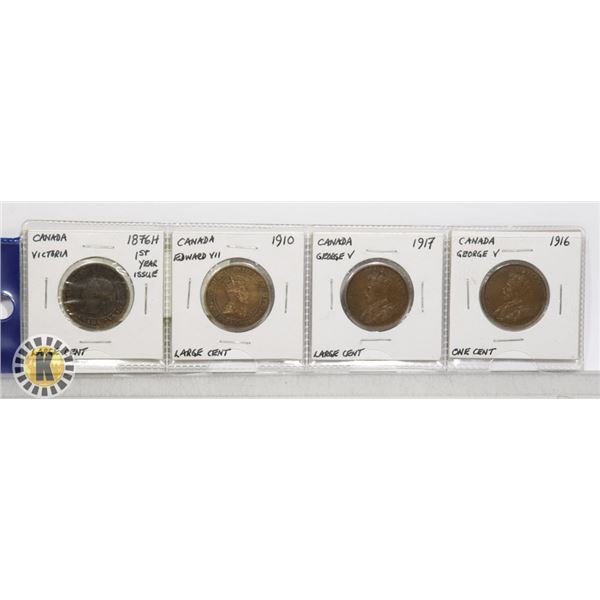 LOT OF 4 MIXED DATE CANADIAN LARGE CENTS