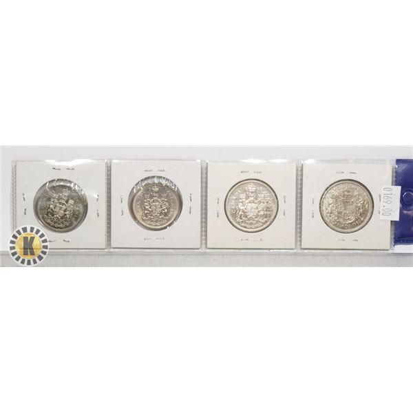 LOT OF 4 CANADIAN 50 CENT COINS 1958-1992