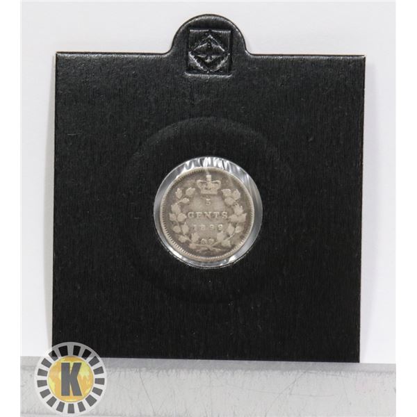 1899 VICTORIAN CANADIAN SILVER 5 CENT OBVERSE 2