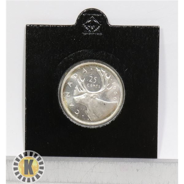 1966 MINTSTATE CANADIAN SILVER 25 CENT COIN