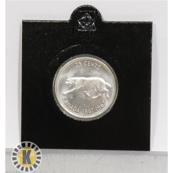 1967 MINTSTATE CANADIAN SILVER 25 CENT COIN