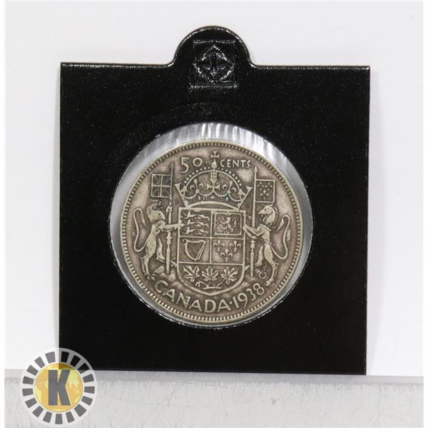 1938 LOW MINTAGE CANADIAN SILVER 50 CENT