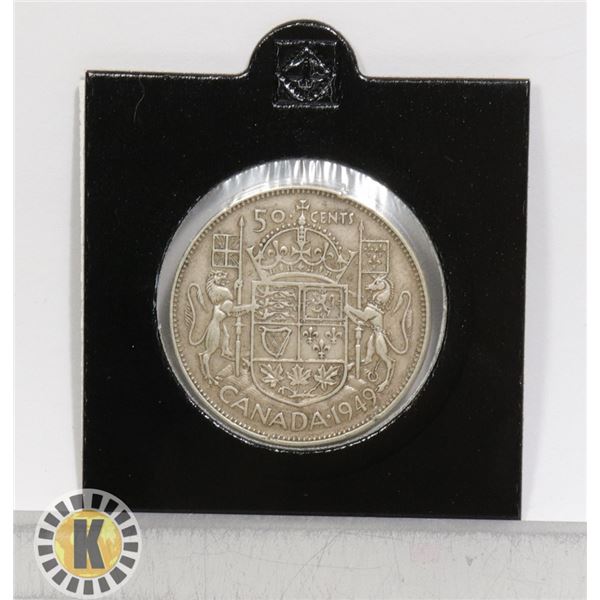 1949 CANADIAN SILVER 50 CENT WIDE DATE VARIETY
