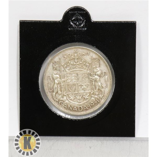 1951 GEORGE VI SILVER CANADIAN 50 CENT